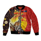 Australia and Papua New Guinea Together Bomber Jacket Bird-of-paradise and Kangaroo with Oro Tapa and Aboriginal Art Motifs - Aussie Hoodie