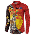 Australia and Papua New Guinea Together Button Sweatshirt Bird-of-paradise and Kangaroo with Oro Tapa and Aboriginal Art Motifs - Aussie Hoodie