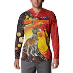 Australia and Papua New Guinea Together Button Sweatshirt Bird-of-paradise and Kangaroo with Oro Tapa and Aboriginal Art Motifs - Aussie Hoodie