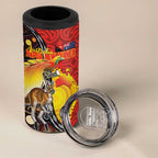 Australia and Papua New Guinea Together 4 in 1 Can Cooler Tumbler Bird-of-paradise and Kangaroo with Oro Tapa and Aboriginal Art Motifs - Aussie Hoodie