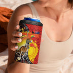 Australia and Papua New Guinea Together 4 in 1 Can Cooler Tumbler Bird-of-paradise and Kangaroo with Oro Tapa and Aboriginal Art Motifs - Aussie Hoodie