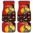 Australia and Papua New Guinea Together Car Mats Bird-of-paradise and Kangaroo with Oro Tapa and Aboriginal Art Motifs - Aussie Hoodie
