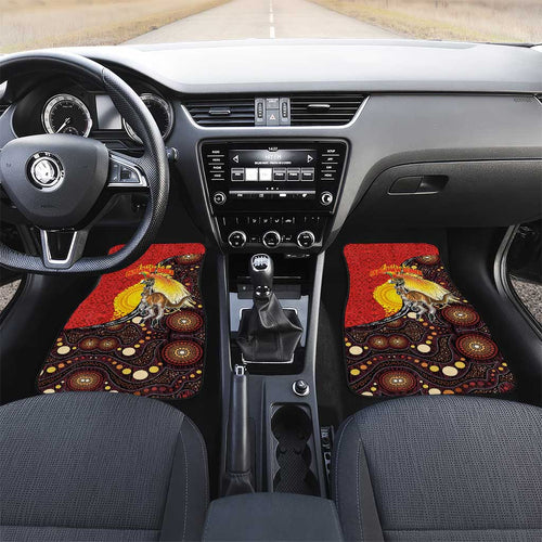 Australia and Papua New Guinea Together Car Mats Bird-of-paradise and Kangaroo with Oro Tapa and Aboriginal Art Motifs - Aussie Hoodie