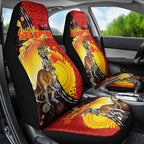 Australia and Papua New Guinea Together Car Seat Cover Bird-of-paradise and Kangaroo with Oro Tapa and Aboriginal Art Motifs - Aussie Hoodie