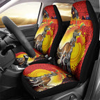Australia and Papua New Guinea Together Car Seat Cover Bird-of-paradise and Kangaroo with Oro Tapa and Aboriginal Art Motifs - Aussie Hoodie