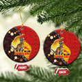 Australia and Papua New Guinea Together Ceramic Ornament Bird-of-paradise and Kangaroo with Oro Tapa and Aboriginal Art Motifs - Aussie Hoodie