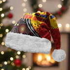 Australia and Papua New Guinea Together Christmas Santa Hat Bird-of-paradise and Kangaroo with Oro Tapa and Aboriginal Art Motifs - Aussie Hoodie