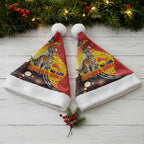 Australia and Papua New Guinea Together Christmas Santa Hat Bird-of-paradise and Kangaroo with Oro Tapa and Aboriginal Art Motifs - Aussie Hoodie