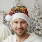 Australia and Papua New Guinea Together Christmas Santa Hat Bird-of-paradise and Kangaroo with Oro Tapa and Aboriginal Art Motifs - Aussie Hoodie