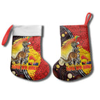 Australia and Papua New Guinea Together Christmas Stocking Bird-of-paradise and Kangaroo with Oro Tapa and Aboriginal Art Motifs - Aussie Hoodie