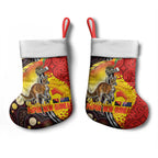 Australia and Papua New Guinea Together Christmas Stocking Bird-of-paradise and Kangaroo with Oro Tapa and Aboriginal Art Motifs - Aussie Hoodie