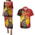 Australia and Papua New Guinea Together Couples Matching Puletasi and Hawaiian Shirt Bird-of-paradise and Kangaroo with Oro Tapa and Aboriginal Art Motifs - Aussie Hoodie