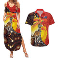 Australia and Papua New Guinea Together Couples Matching Summer Maxi Dress and Hawaiian Shirt Bird-of-paradise and Kangaroo with Oro Tapa and Aboriginal Art Motifs - Aussie Hoodie