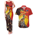 Australia and Papua New Guinea Together Couples Matching Tank Maxi Dress and Hawaiian Shirt Bird-of-paradise and Kangaroo with Oro Tapa and Aboriginal Art Motifs - Aussie Hoodie