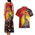 Australia and Papua New Guinea Together Couples Matching Tank Maxi Dress and Hawaiian Shirt Bird-of-paradise and Kangaroo with Oro Tapa and Aboriginal Art Motifs - Aussie Hoodie