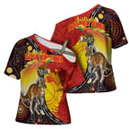 Australia and Papua New Guinea Together Cross Shoulder Shirt Bird-of-paradise and Kangaroo with Oro Tapa and Aboriginal Art Motifs - Aussie Hoodie