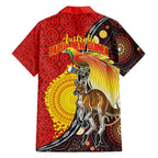 Australia and Papua New Guinea Together Family Matching Long Sleeve Bodycon Dress and Hawaiian Shirt Bird-of-paradise and Kangaroo with Oro Tapa and Aboriginal Art Motifs - Aussie Hoodie