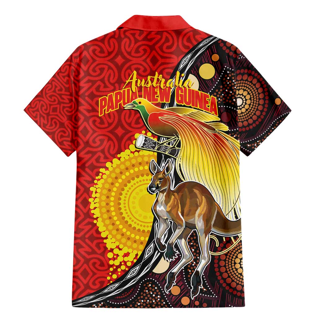 Australia and Papua New Guinea Together Family Matching Mermaid Dress and Hawaiian Shirt Bird-of-paradise and Kangaroo with Oro Tapa and Aboriginal Art Motifs - Aussie Hoodie