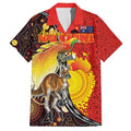 Australia and Papua New Guinea Together Family Matching Off The Shoulder Long Sleeve Dress and Hawaiian Shirt Bird-of-paradise and Kangaroo with Oro Tapa and Aboriginal Art Motifs - Aussie Hoodie