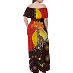 Australia and Papua New Guinea Together Family Matching Off Shoulder Maxi Dress and Hawaiian Shirt Bird-of-paradise and Kangaroo with Oro Tapa and Aboriginal Art Motifs - Aussie Hoodie