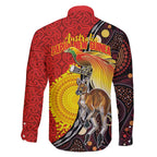 Australia and Papua New Guinea Together Family Matching Off Shoulder Short Dress and Hawaiian Shirt Bird-of-paradise and Kangaroo with Oro Tapa and Aboriginal Art Motifs - Aussie Hoodie