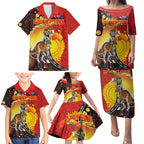 Australia and Papua New Guinea Together Family Matching Puletasi and Hawaiian Shirt Bird-of-paradise and Kangaroo with Oro Tapa and Aboriginal Art Motifs - Aussie Hoodie