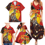 Australia and Papua New Guinea Together Family Matching Summer Maxi Dress and Hawaiian Shirt Bird-of-paradise and Kangaroo with Oro Tapa and Aboriginal Art Motifs - Aussie Hoodie