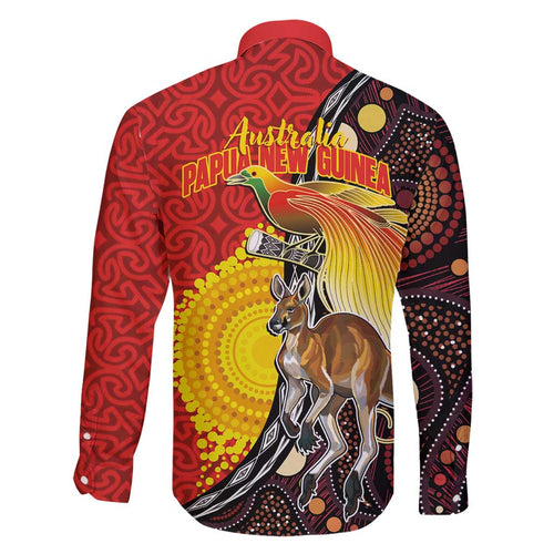 Australia and Papua New Guinea Together Family Matching Tank Maxi Dress and Hawaiian Shirt Bird-of-paradise and Kangaroo with Oro Tapa and Aboriginal Art Motifs - Aussie Hoodie