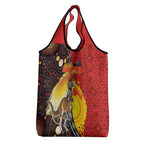 Australia and Papua New Guinea Together Grocery Bag Bird-of-paradise and Kangaroo with Oro Tapa and Aboriginal Art Motifs - Aussie Hoodie
