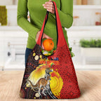 Australia and Papua New Guinea Together Grocery Bag Bird-of-paradise and Kangaroo with Oro Tapa and Aboriginal Art Motifs - Aussie Hoodie