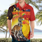 Australia and Papua New Guinea Together Hawaiian Shirt Bird-of-paradise and Kangaroo with Oro Tapa and Aboriginal Art Motifs - Aussie Hoodie