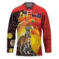 Australia and Papua New Guinea Together Hockey Jersey Bird-of-paradise and Kangaroo with Oro Tapa and Aboriginal Art Motifs - Aussie Hoodie