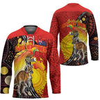Australia and Papua New Guinea Together Hockey Jersey Bird-of-paradise and Kangaroo with Oro Tapa and Aboriginal Art Motifs - Aussie Hoodie