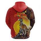 Australia and Papua New Guinea Together Hoodie Bird-of-paradise and Kangaroo with Oro Tapa and Aboriginal Art Motifs - Aussie Hoodie