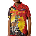 Australia and Papua New Guinea Together Kid Polo Shirt Bird-of-paradise and Kangaroo with Oro Tapa and Aboriginal Art Motifs - Aussie Hoodie
