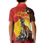 Australia and Papua New Guinea Together Kid Polo Shirt Bird-of-paradise and Kangaroo with Oro Tapa and Aboriginal Art Motifs - Aussie Hoodie