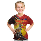 Australia and Papua New Guinea Together Kid T Shirt Bird-of-paradise and Kangaroo with Oro Tapa and Aboriginal Art Motifs - Aussie Hoodie