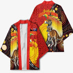 Australia and Papua New Guinea Together Kimono Bird-of-paradise and Kangaroo with Oro Tapa and Aboriginal Art Motifs - Aussie Hoodie