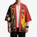 Australia and Papua New Guinea Together Kimono Bird-of-paradise and Kangaroo with Oro Tapa and Aboriginal Art Motifs - Aussie Hoodie