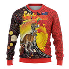 Australia and Papua New Guinea Together Ugly Christmas Sweater Bird-of-paradise and Kangaroo with Oro Tapa and Aboriginal Art Motifs - Aussie Hoodie