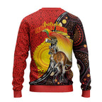Australia and Papua New Guinea Together Ugly Christmas Sweater Bird-of-paradise and Kangaroo with Oro Tapa and Aboriginal Art Motifs - Aussie Hoodie