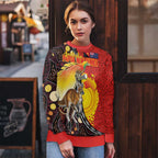 Australia and Papua New Guinea Together Ugly Christmas Sweater Bird-of-paradise and Kangaroo with Oro Tapa and Aboriginal Art Motifs - Aussie Hoodie