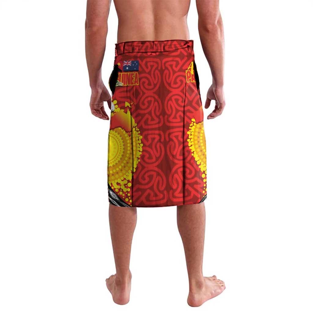 Australia and Papua New Guinea Together Lavalava Bird-of-paradise and Kangaroo with Oro Tapa and Aboriginal Art Motifs - Aussie Hoodie