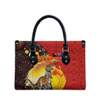 Australia and Papua New Guinea Together Leather Bag Bird-of-paradise and Kangaroo with Oro Tapa and Aboriginal Art Motifs - Aussie Hoodie