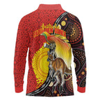 Australia and Papua New Guinea Together Long Sleeve Polo Shirt Bird-of-paradise and Kangaroo with Oro Tapa and Aboriginal Art Motifs - Aussie Hoodie
