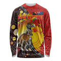 Australia and Papua New Guinea Together Long Sleeve Shirt Bird-of-paradise and Kangaroo with Oro Tapa and Aboriginal Art Motifs - Aussie Hoodie