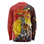 Australia and Papua New Guinea Together Long Sleeve Shirt Bird-of-paradise and Kangaroo with Oro Tapa and Aboriginal Art Motifs - Aussie Hoodie