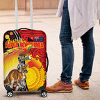 Australia and Papua New Guinea Together Luggage Cover Bird-of-paradise and Kangaroo with Oro Tapa and Aboriginal Art Motifs - Aussie Hoodie