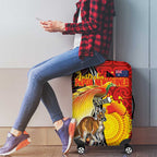 Australia and Papua New Guinea Together Luggage Cover Bird-of-paradise and Kangaroo with Oro Tapa and Aboriginal Art Motifs - Aussie Hoodie