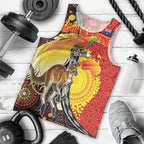 Australia and Papua New Guinea Together Men Tank Top Bird-of-paradise and Kangaroo with Oro Tapa and Aboriginal Art Motifs - Aussie Hoodie
